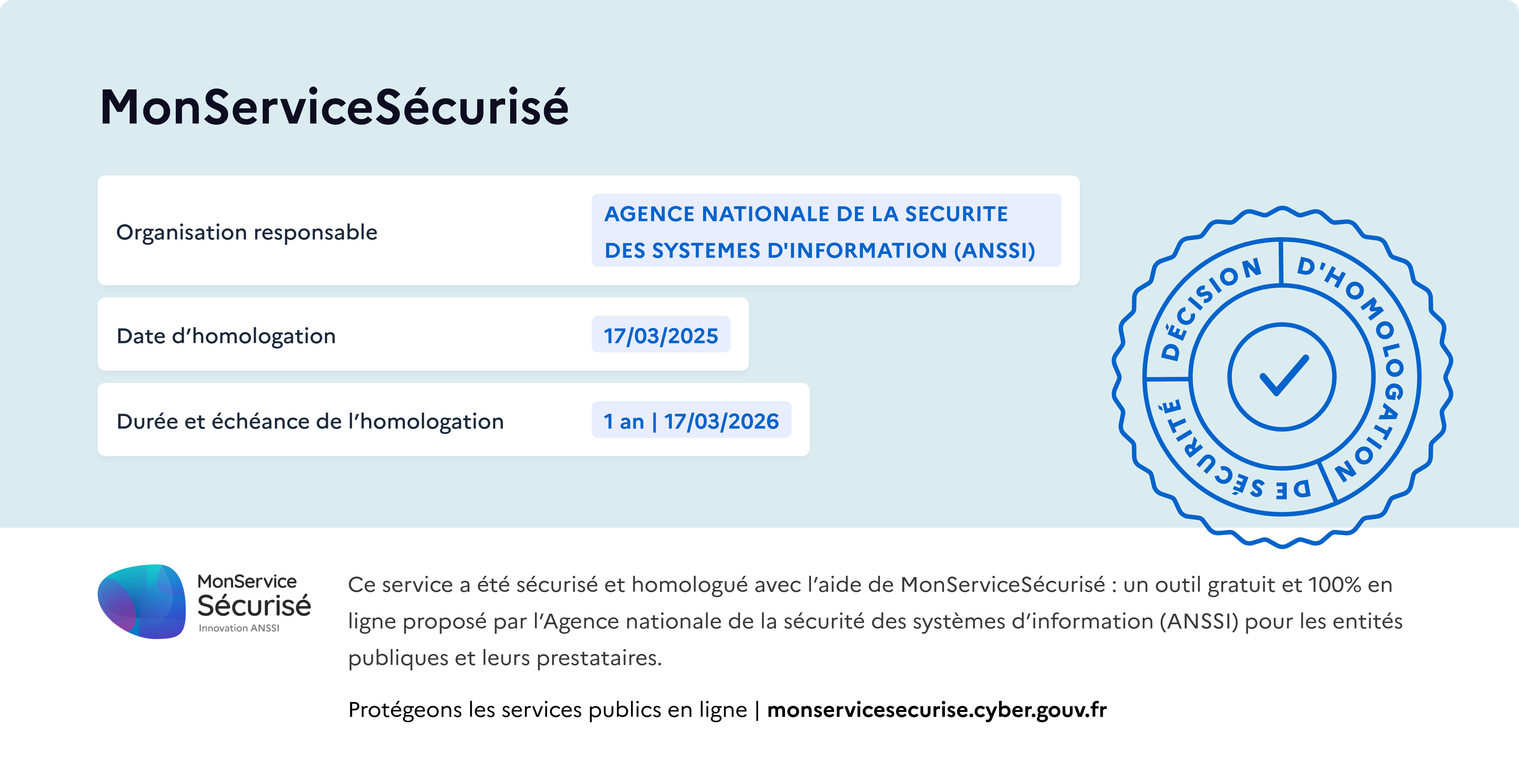 Tampon d'homologation de MonServiceSécurisé