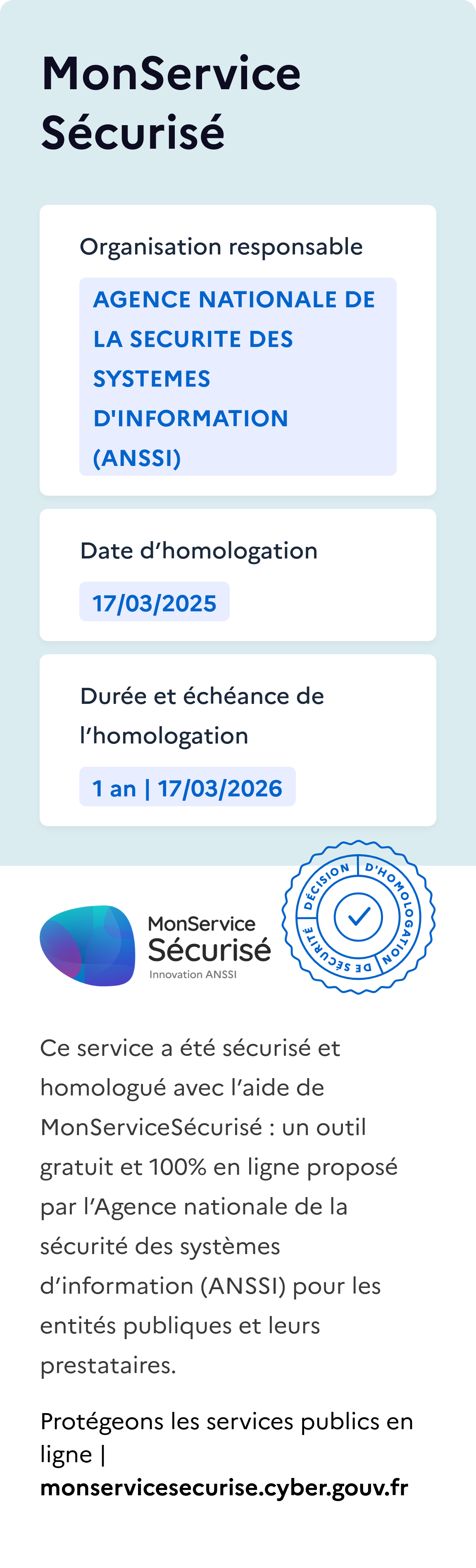 Tampon d'homologation de MonServiceSécurisé